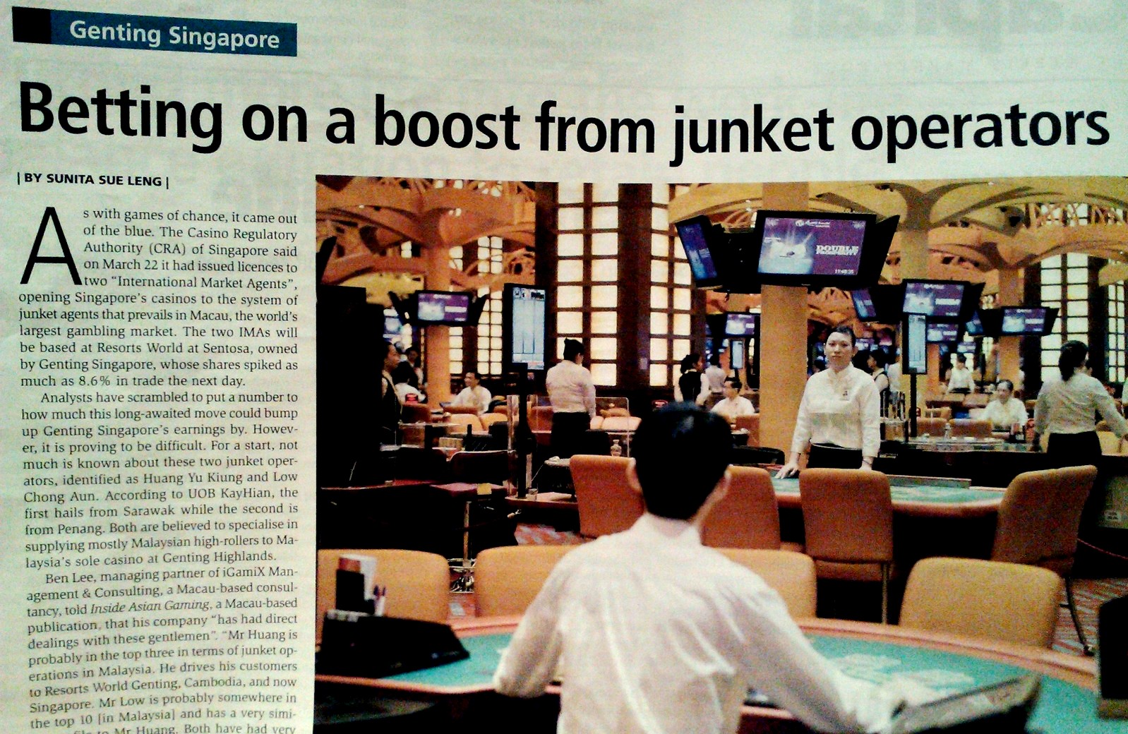 Singapore licensed two casino junket operators guide